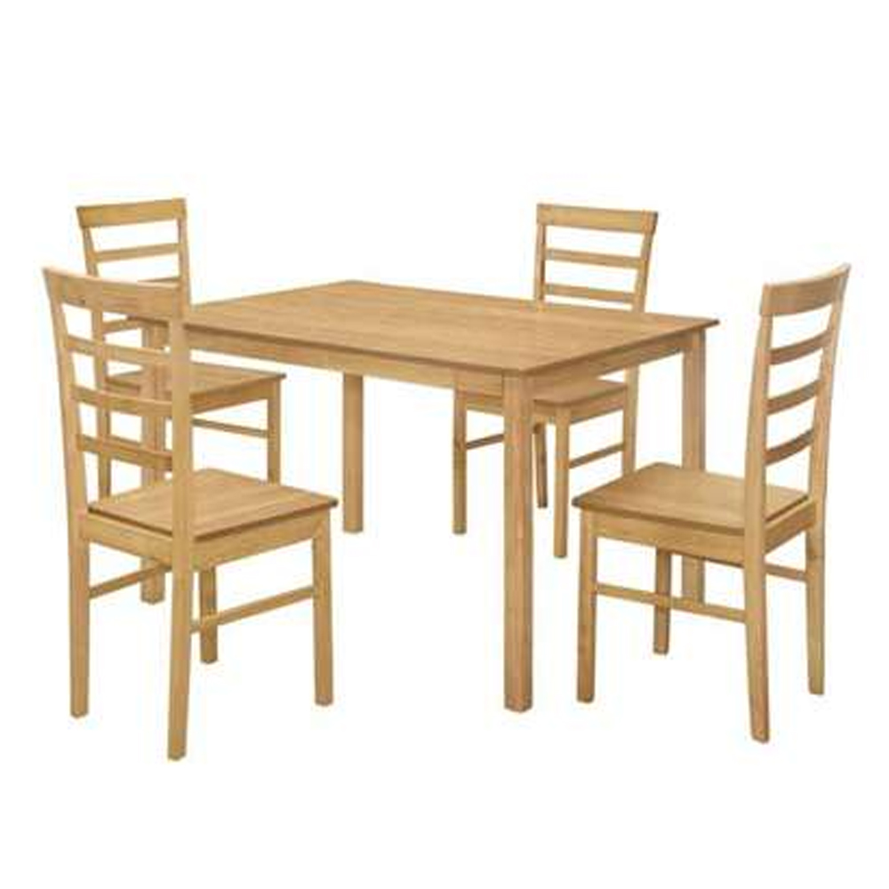 Clovis Wooden Rectangular Dining Table With 4 Chairs In Oak | Bed Sava