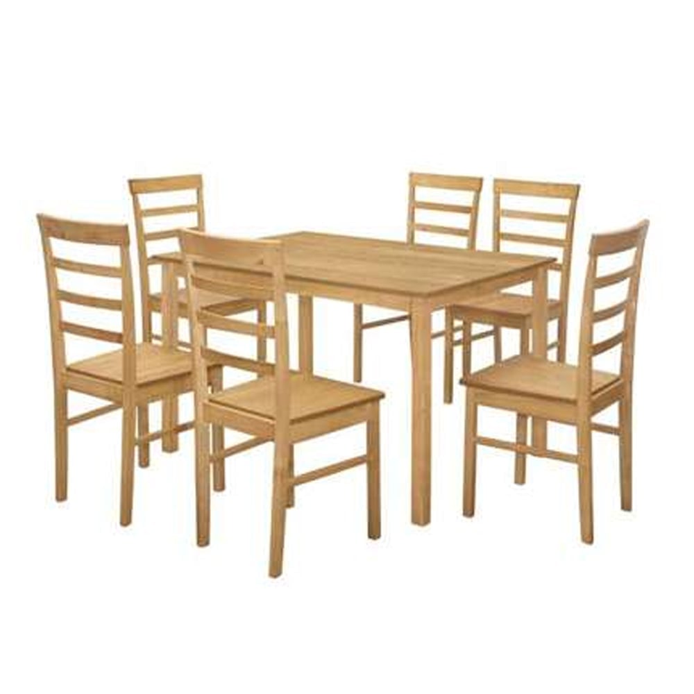 Clovis Wooden Rectangular Dining Table With 6 Chairs In Oak | Bed Sava