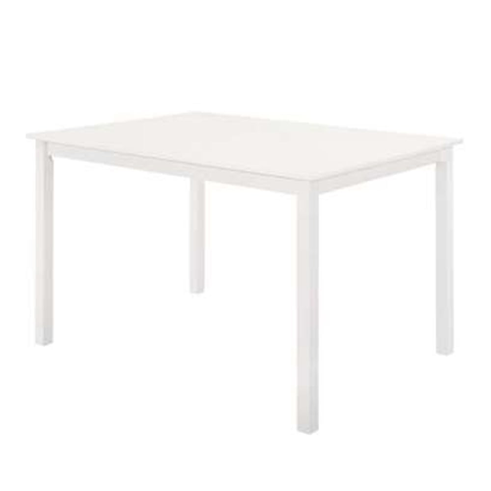 Clovis Wooden Rectangular Dining Table In White | Bed Sava