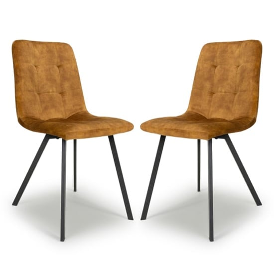 Cluj Bronze Velvet Dining Chairs With Black Legs In Pair
