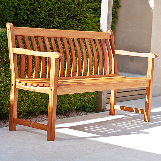 Clyro Small Wooden Garden Broadfield Seating Bench In Rich Brown