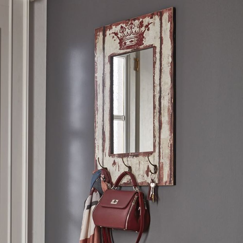 Coachella Wall Mirror With Coat Hanger In Motif And Vintage | Bed Sava