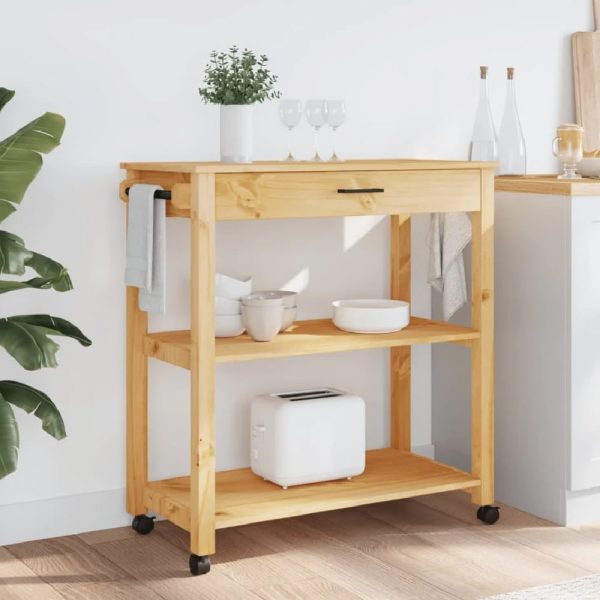 Coachella Wooden Large Kitchen Trolley With 1 Drawer In Brown | Bed Sava