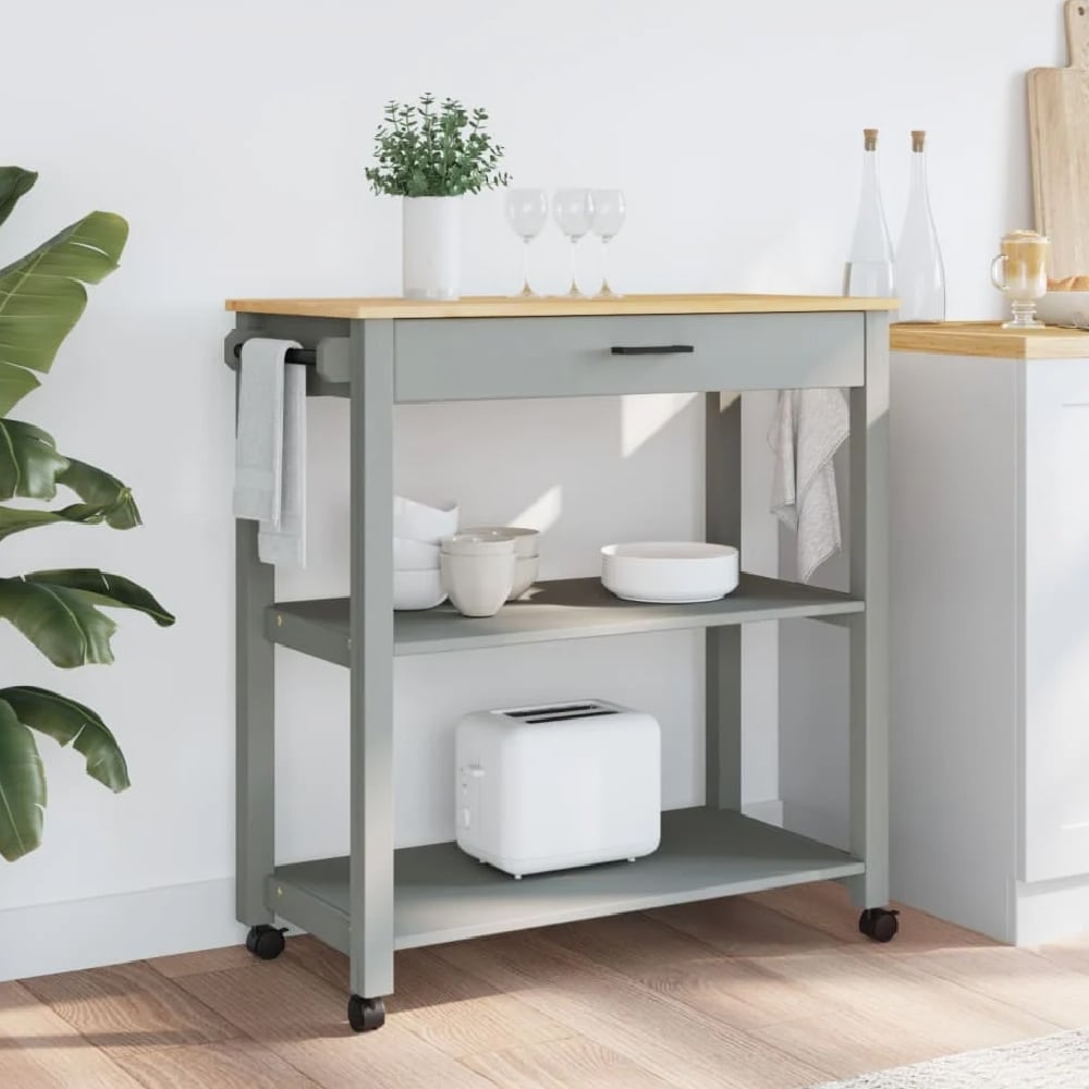Coachella Wooden Large Kitchen Trolley With 1 Drawer In Grey Oak