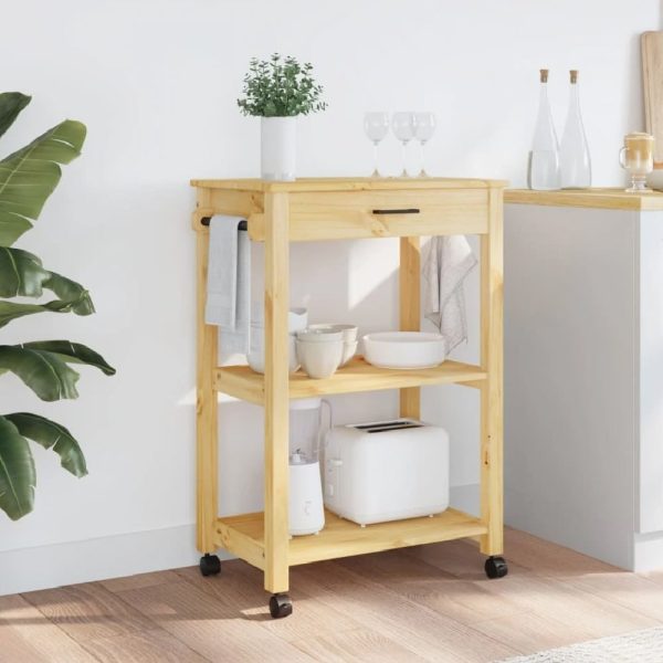 Coachella Wooden Small Kitchen Trolley With 1 Drawer In Brown | Bed Sava