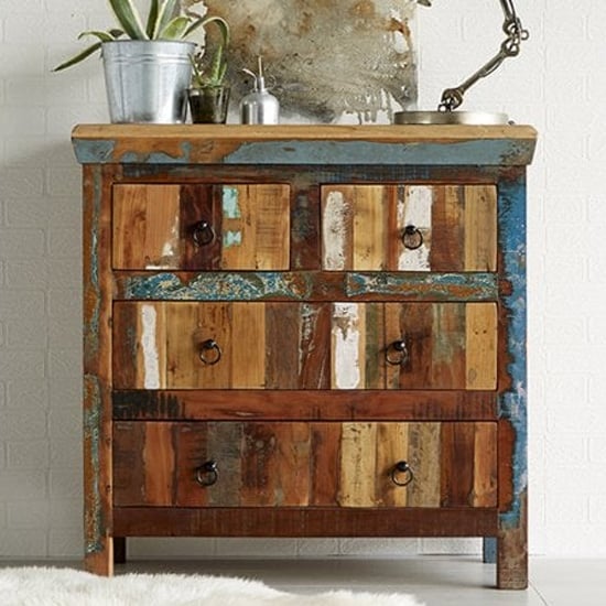 Coburg Wooden Chest Of Drawers In Vintage Oak With 4 Drawers | Bed Sava