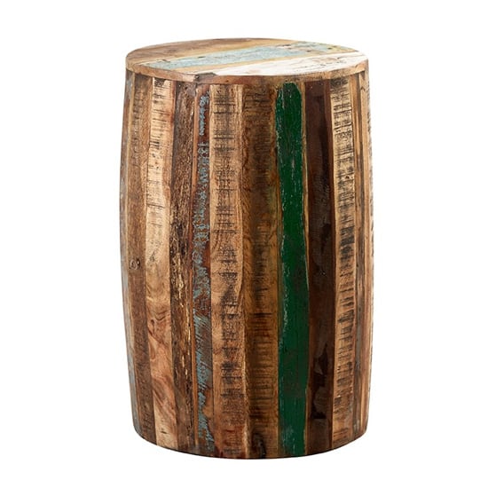 Coburg Wooden Drum Stool In Vintage Oak | Bed Sava