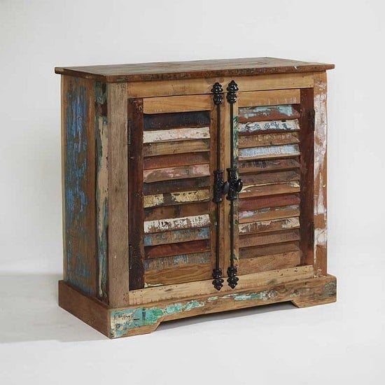 Coburg Wooden Compact Sideboard In Reclaimed Wood | Bed Sava