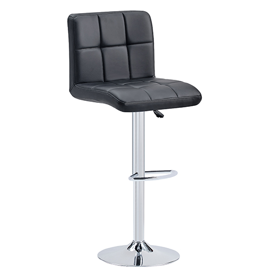 Coco Faux Leather Bar Stool In Black With Chrome Base | Bed Sava