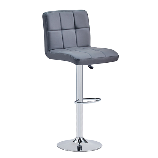 Coco Faux Leather Bar Stool In Grey With Chrome Base | Bed Sava