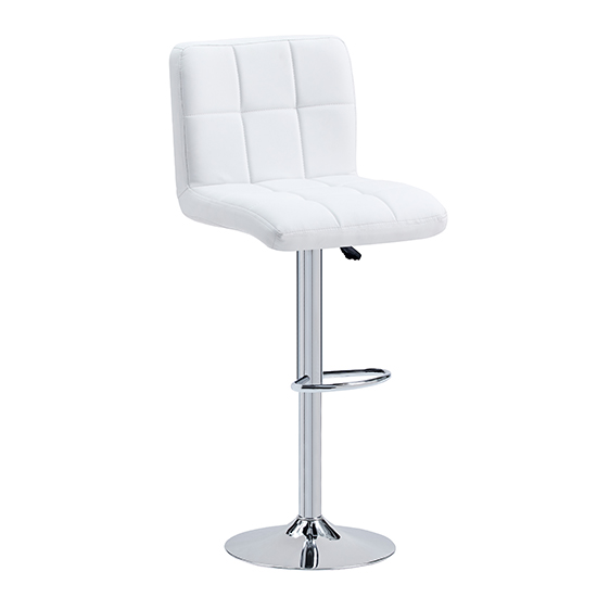 Coco Faux Leather Bar Stool In White With Chrome Base | Bed Sava