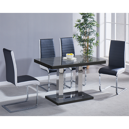Coco Black Gloss Dining Table 4 Symphony Black White Chairs | Bed Sava