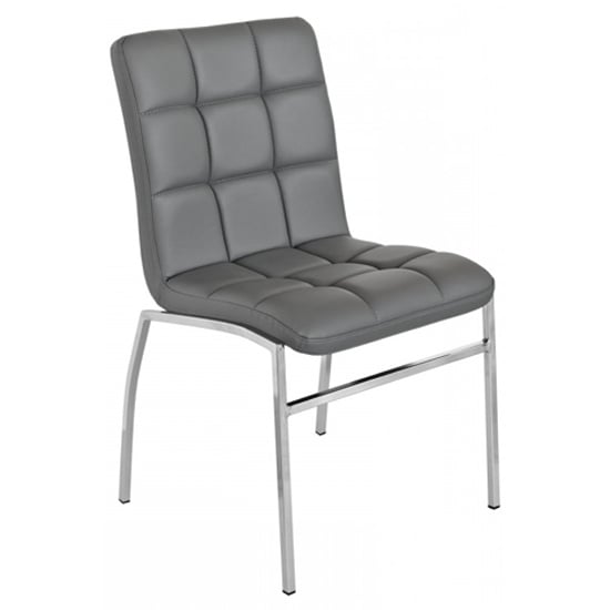 Coco Faux Leather Dining Chair In Grey With Chrome Legs | Bed Sava