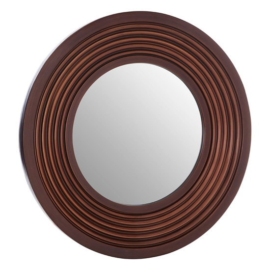 Coco Round Wall Bedroom Mirror In Brown Frame | Bed Sava