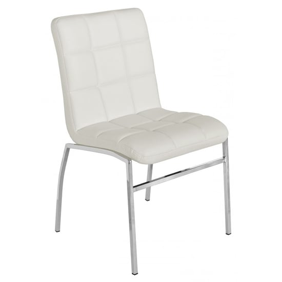 Coco Faux Leather Dining Chair In White With Chrome Legs | Bed Sava