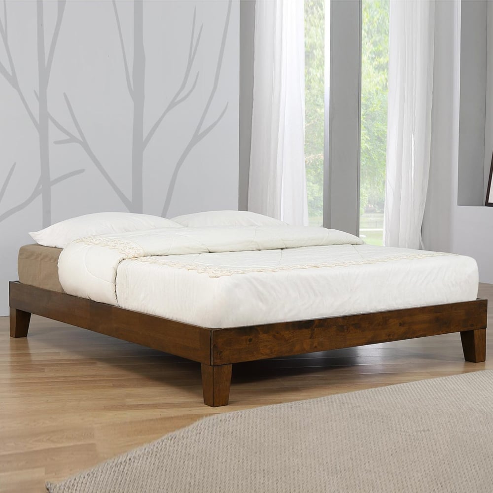 Cohasset Wooden Platform Double Bed In Rustic Oak | Bed Sava