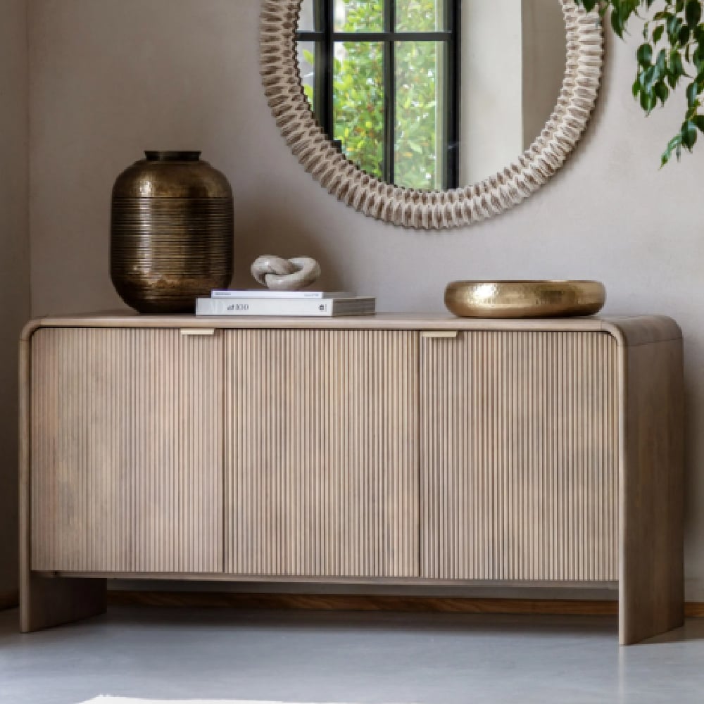 Coimbra Wooden Sideboard With 3 Doors In Natural | Bed Sava