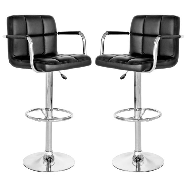 Colcord Black Faux Leather Bar Stools In Pair | Bed Sava