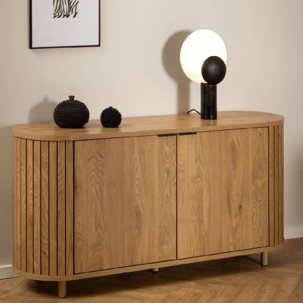 Colima Wooden Storage Cabinet With 2 Doors In Oak | Bed Sava