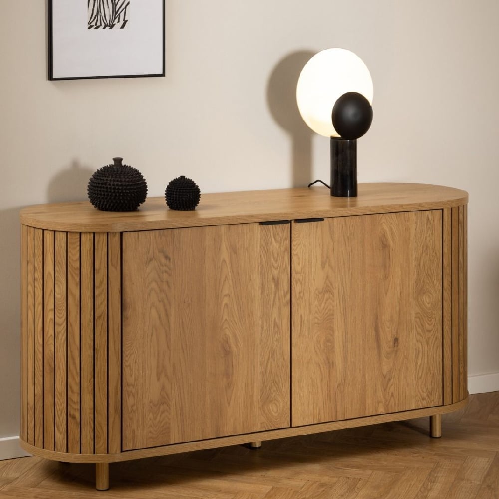 Colima Wooden Storage Cabinet With 2 Doors In Oak