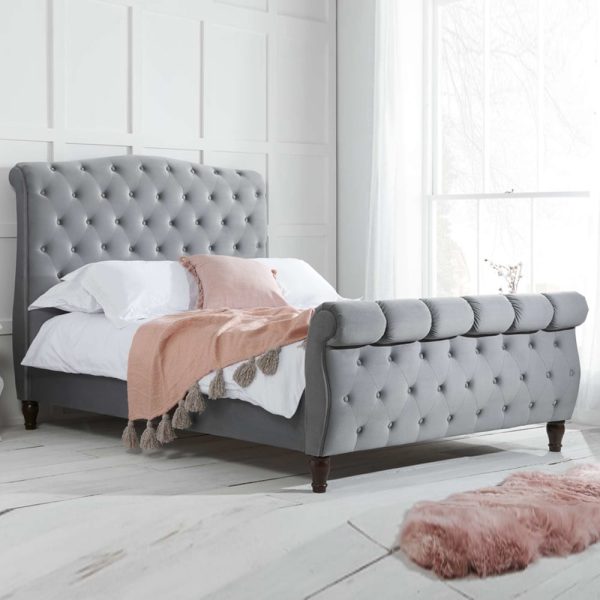 Colora Fabric King Size Bed In Grey | Bed Sava