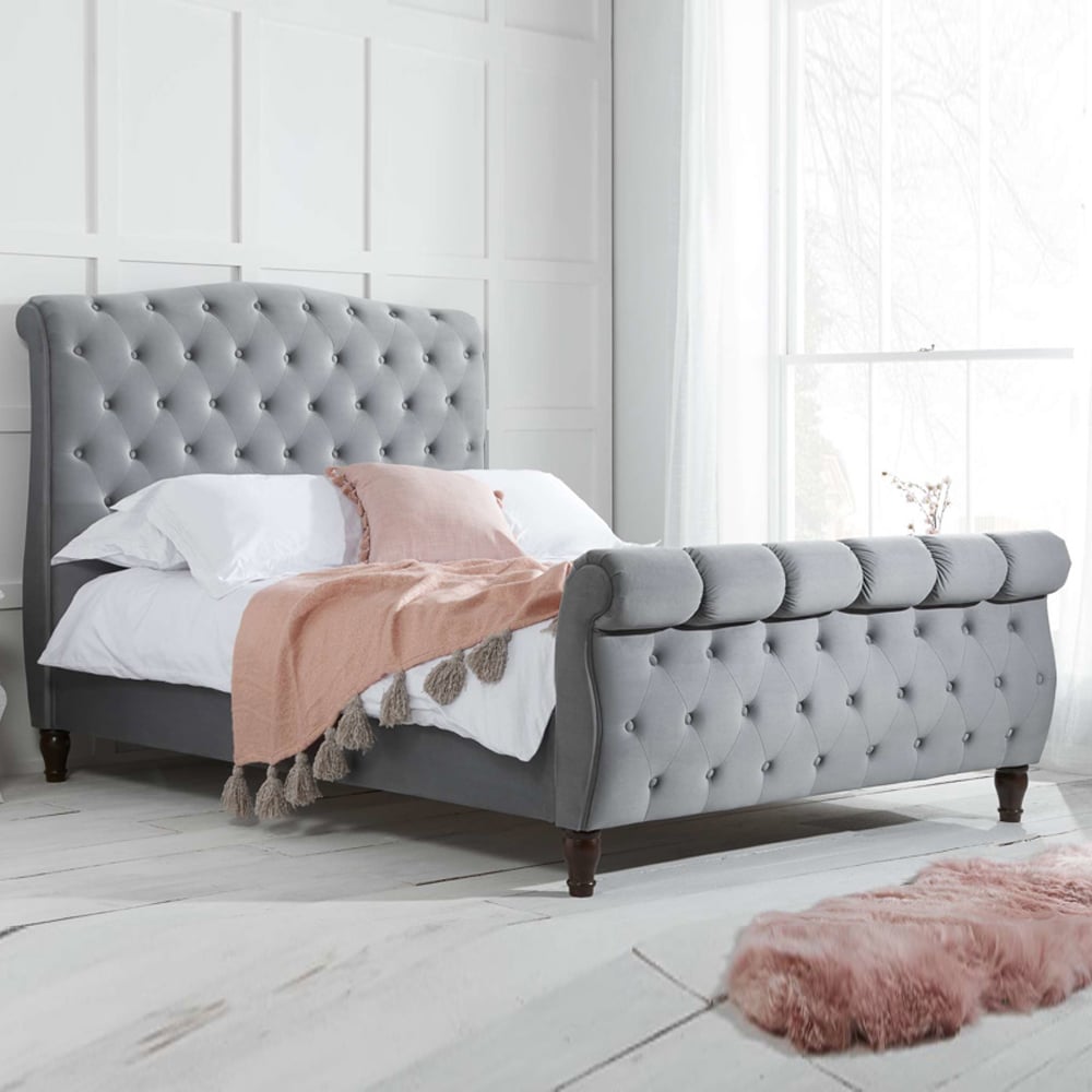 Colora Fabric King Size Bed In Grey | Bed Sava