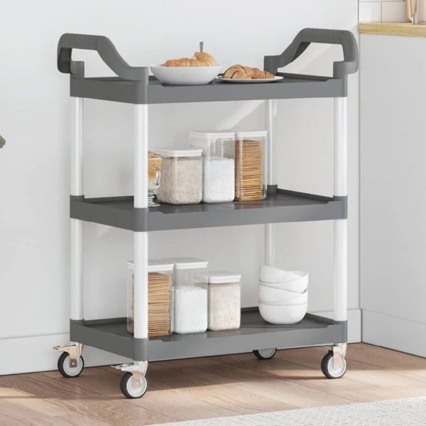 Colquitt Medium Polypropylene Plastic 3 Tier Trolley In Black | Bed Sava