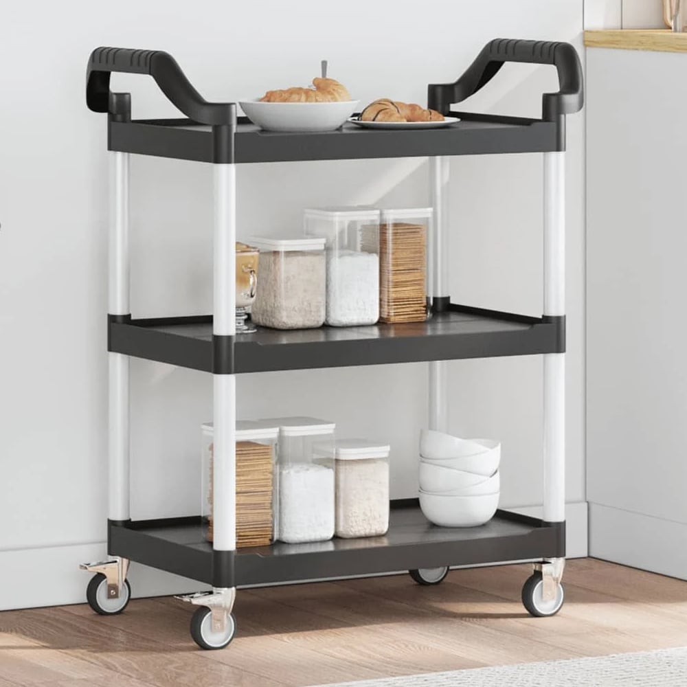 Colquitt Medium Polypropylene Plastic 3 Tier Trolley In Grey