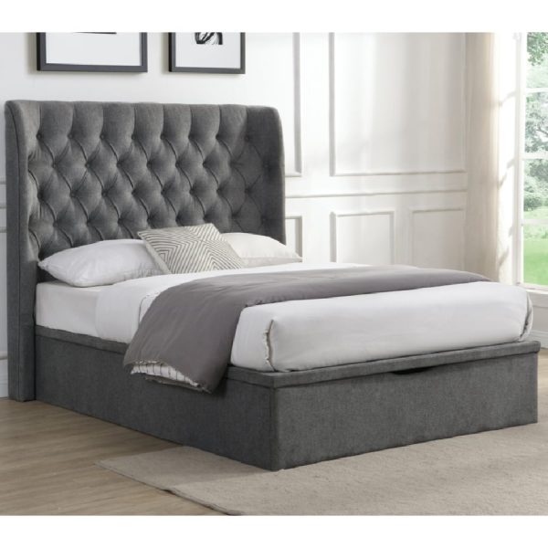 Colusa Fabric Ottoman Storage King Bed In Grey | Bed Sava