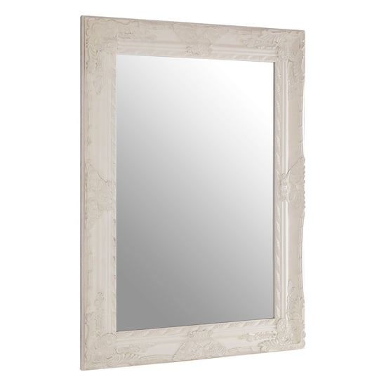 Comato Rectangular Wall Bedroom Mirror In Muted White Frame | Bed Sava