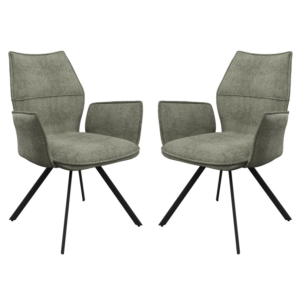Comstock Green Fabric Dining Armchairs In Pair | Bed Sava