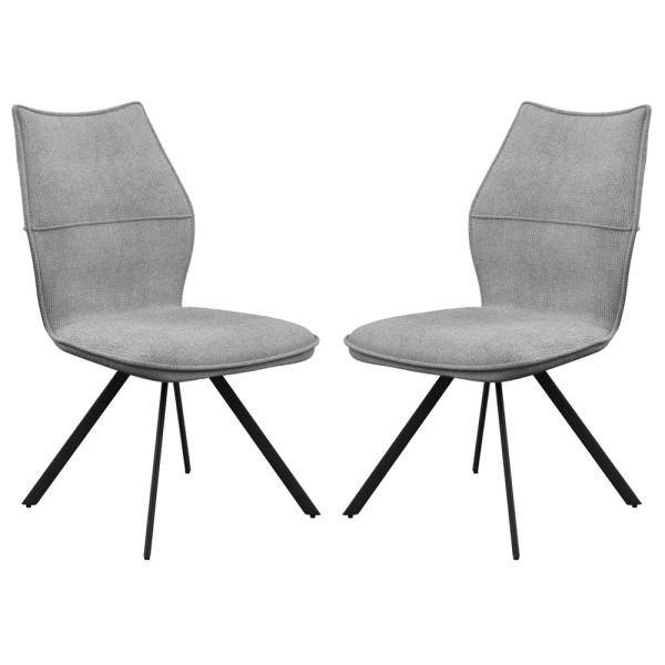 Comstock Grey Fabric Dining Chairs In Pair | Bed Sava