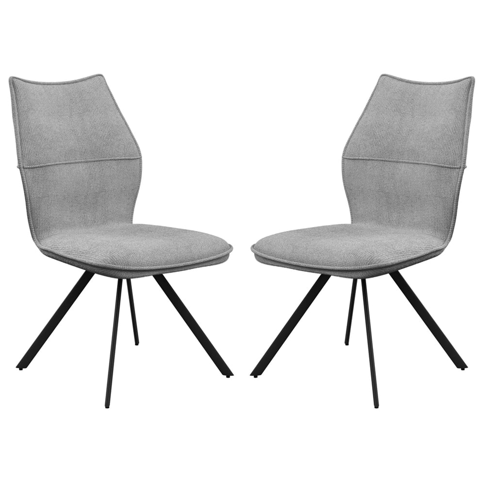 Comstock Grey Fabric Dining Chairs In Pair | Bed Sava