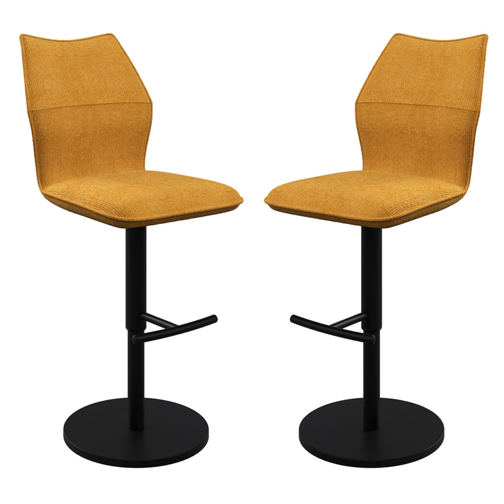 Comstock Mustard Fabric Bar Chairs In Pair | Bed Sava