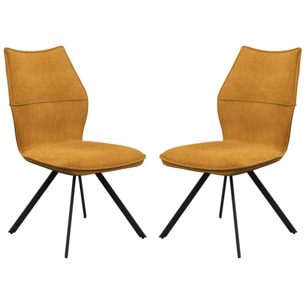 Comstock Mustard Fabric Dining Chairs In Pair | Bed Sava