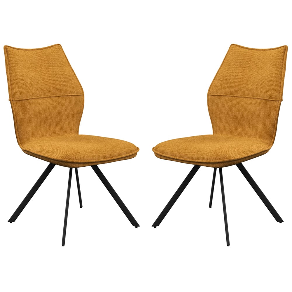 Comstock Mustard Fabric Dining Chairs In Pair | Bed Sava