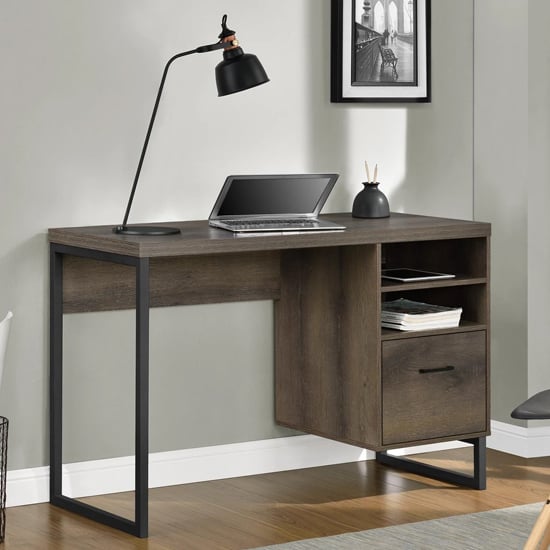 Condon Wooden Laptop Desk With 1 Drawer In Brown | Bed Sava