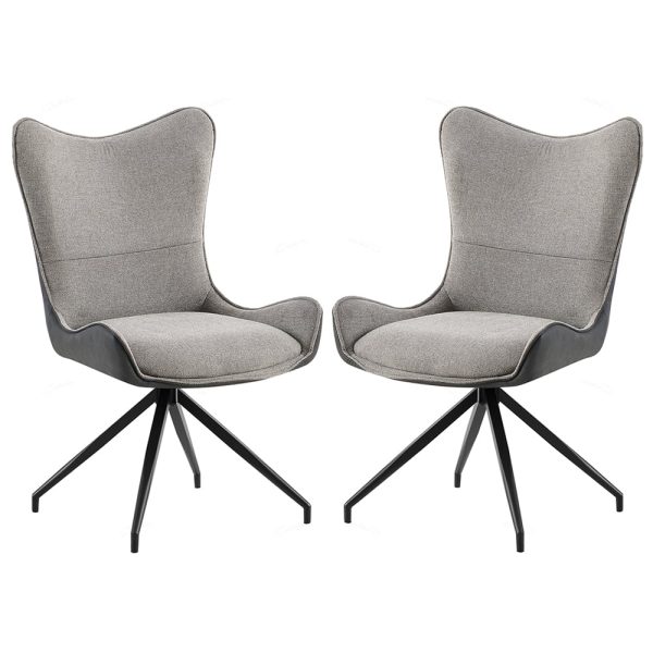 Conroe Light And Dark Grey Fabric Dining Chairs In Pair | Bed Sava