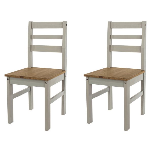 Consett Grey Oak Wooden Dining Chairs In Pair | Bed Sava