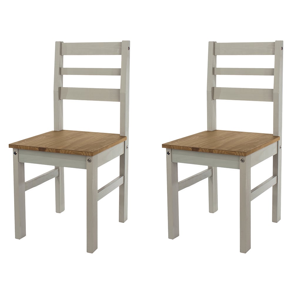 Consett Grey Oak Wooden Dining Chairs In Pair | Bed Sava