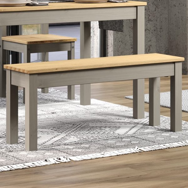 Consett Large Wooden Dining Bench In Grey And Oak | Bed Sava