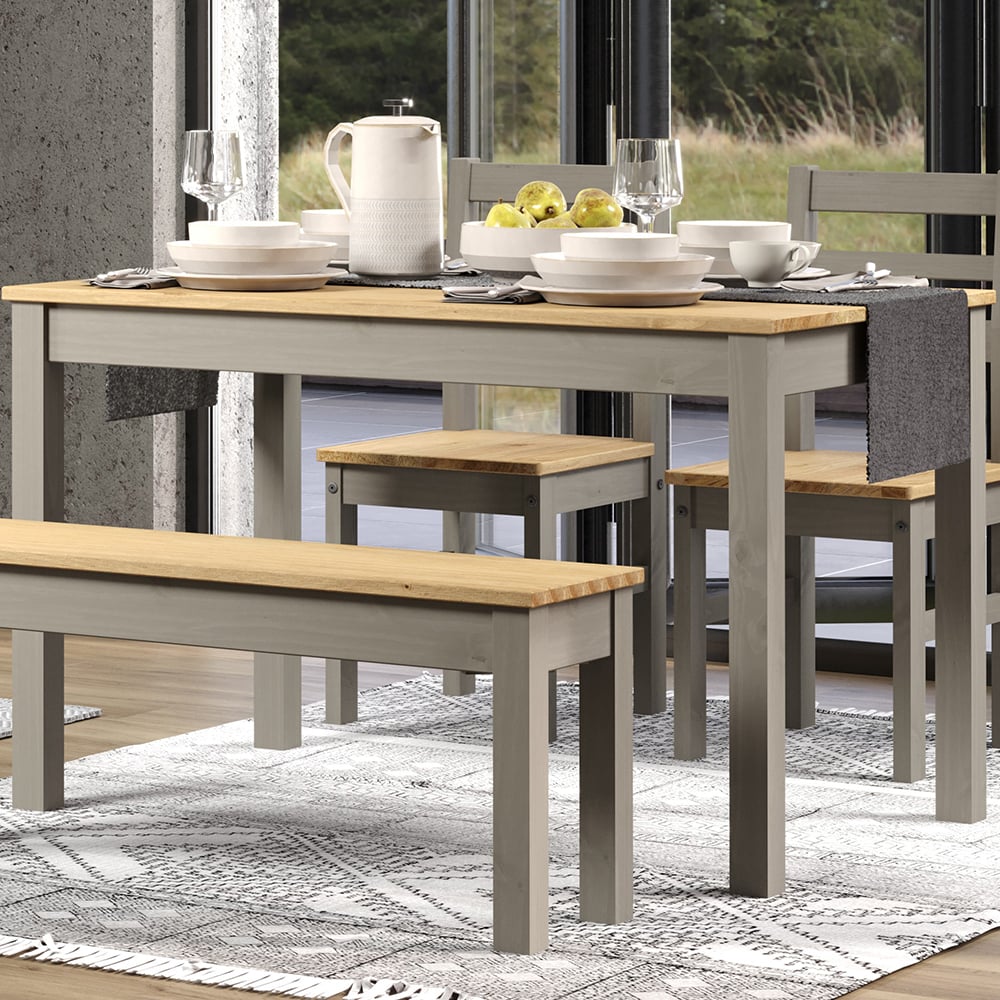 Consett Large Wooden Rectangular Dining Table In Grey Oak