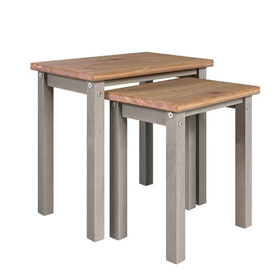 Consett Wooden Nest Of 2 Tables In Grey And Oak