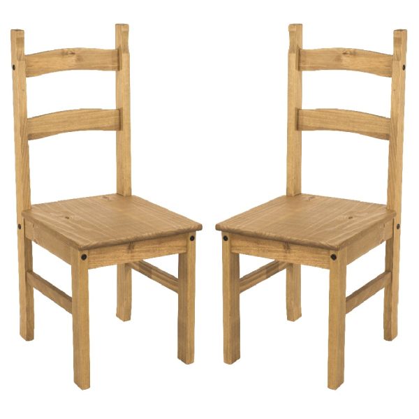 Consett Oak Wooden Dining Chairs In Pair | Bed Sava