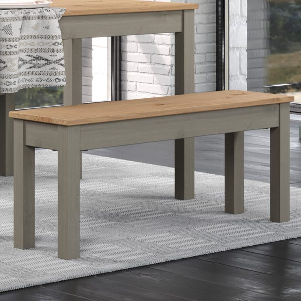 Consett Small Wooden Dining Bench In Grey And Oak | Bed Sava
