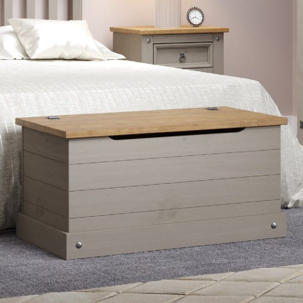 Consett Wooden Blanket Box In Grey And Oak | Bed Sava