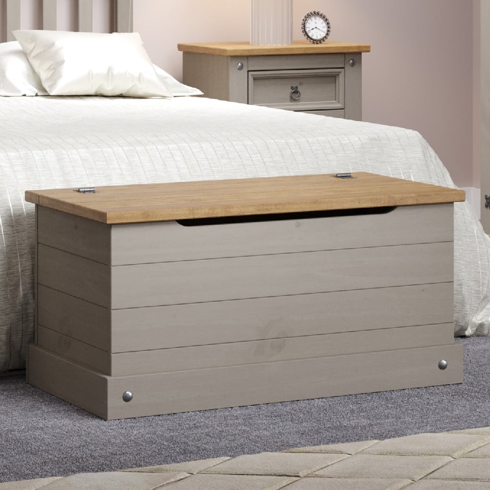 Consett Wooden Blanket Box In Grey And Oak | Bed Sava