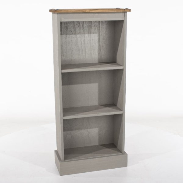 Consett Wooden Bookcase With 3 Shelves In Grey And Oak | Bed Sava