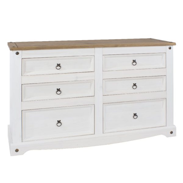 Consett Wooden Chest Of 6 Drawers In White And Oak | Bed Sava