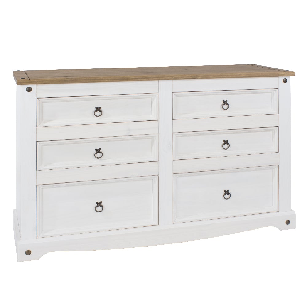 Consett Wooden Chest Of 6 Drawers In White And Oak | Bed Sava